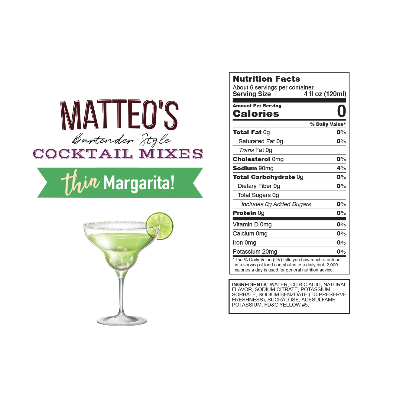 Matteo's Cocktail Syrup Sugar Free Margarita / 750ml