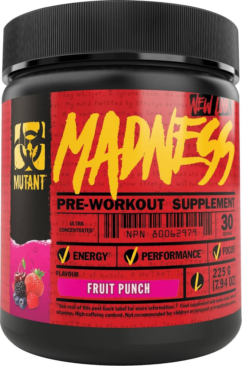 Mutant Madness 30 servings - Fruit Punch 225g - Pre-Workout