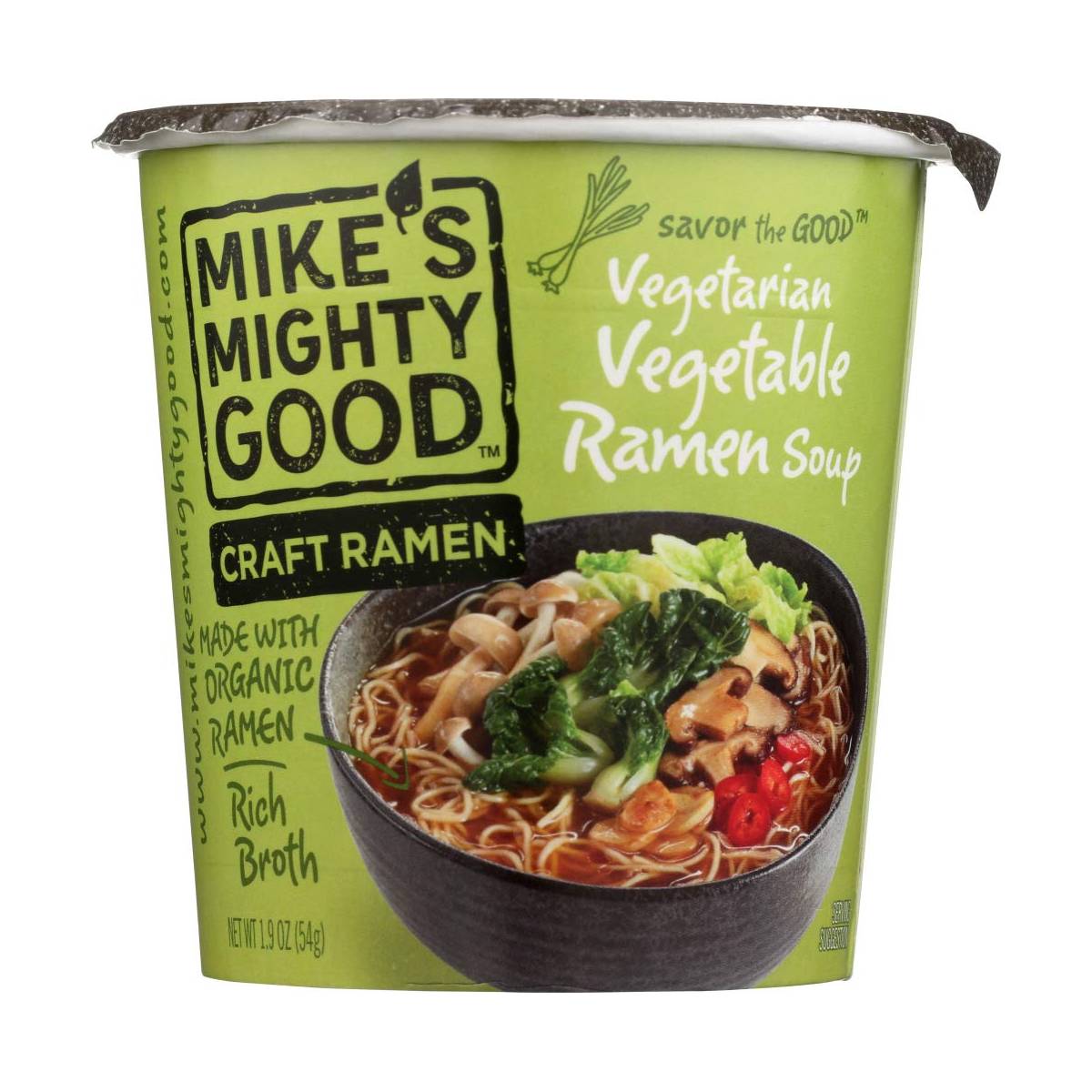 Mike's Mighty Good Vegetarian Ramen Noodle Cup Vegetarian Vegetable / 1.9 Oz