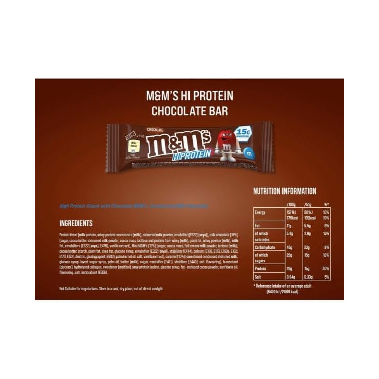 Mars M&M's Hi-Protein Bar - Chocolate 18-Pack - Chocolate