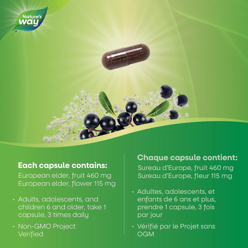 Nature's Way Original Sambucus Elderberry Cold and Flu Care - 90 vegetarian capsules - Herbals