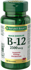 Nature's Bounty Vitamin B-12 2500 mcg - Cherry 50 Tablets - Vitamin B