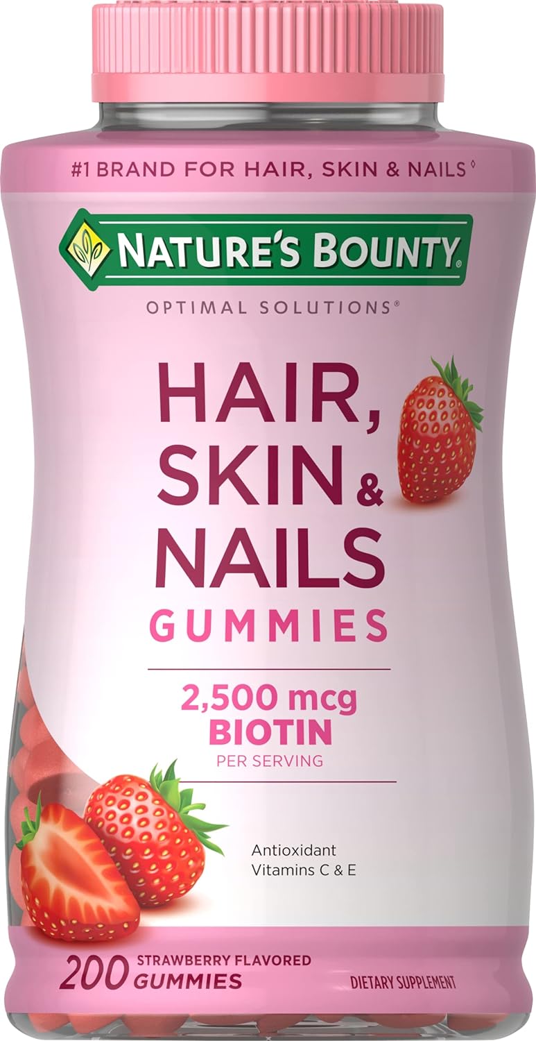 Nature's Bounty Vitamin Biotin Optimal Solutions Hair, Skin and Nails Gummies Strawberry / 200 Gummies