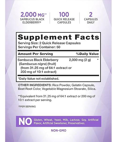 Nature's Bounty Elderberry Sambucus - Elderberry 100 Caps - Cold & Flu