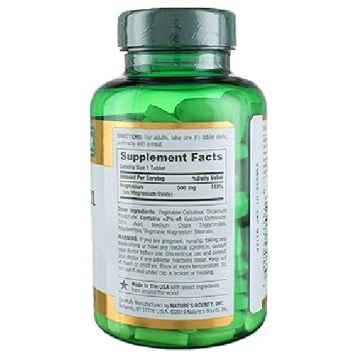 Nature's Bounty Magnesium Oxide 500mg 200 Tablets