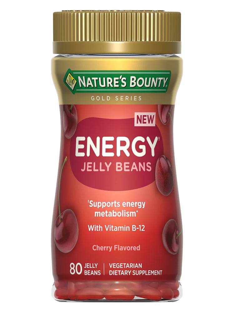 Nature's Bounty, Energy Jelly Beans, With Vitamin B-12, Cherry - 80 Gummies - Energy Supplement