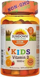 Sundown Naturals Kids Vitamin D 1000IU - 90 Gummies - Children's Health