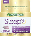 Nature's Bounty Sleep3 - 30 Tablets - Sleep Supplement