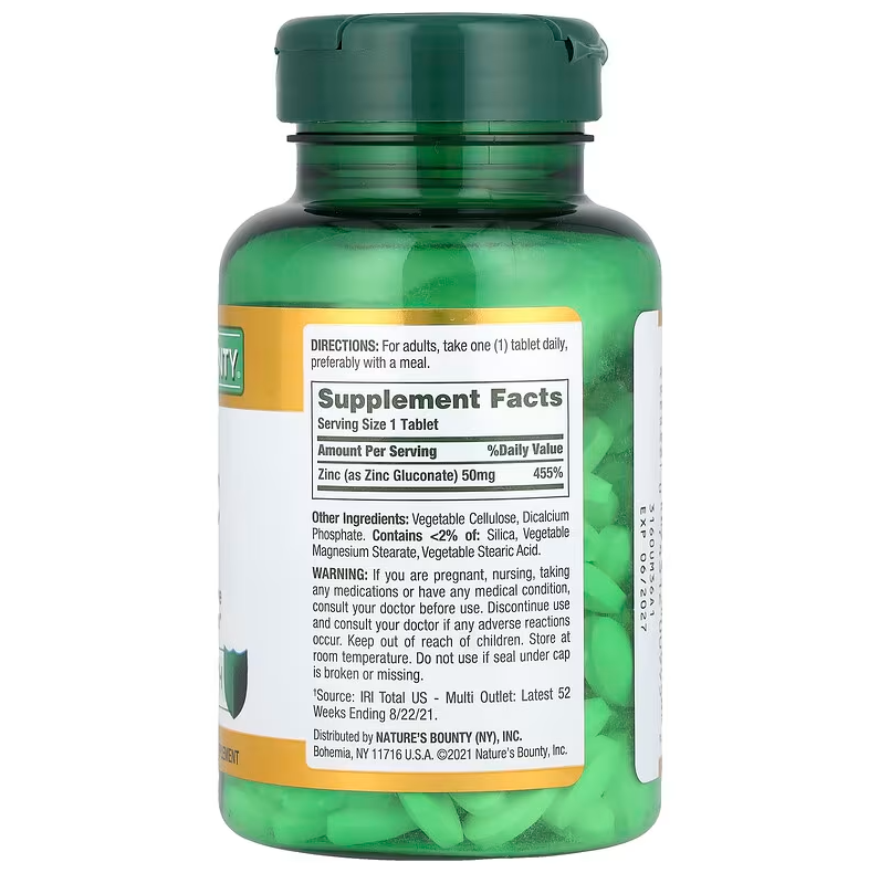 Nature's Bounty Zinc 50 mg - 200 Tablets - Zinc