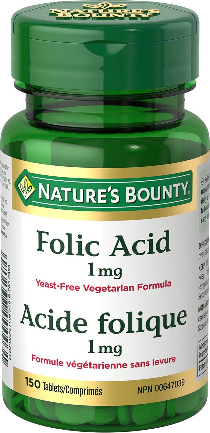 Nature's Bounty Folic Acid 1mg Supplement Yeast Free Vegetarian