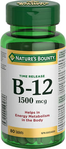Nature's Bounty Vitamin B12 1500mg - 80 tablets - Vitamin B