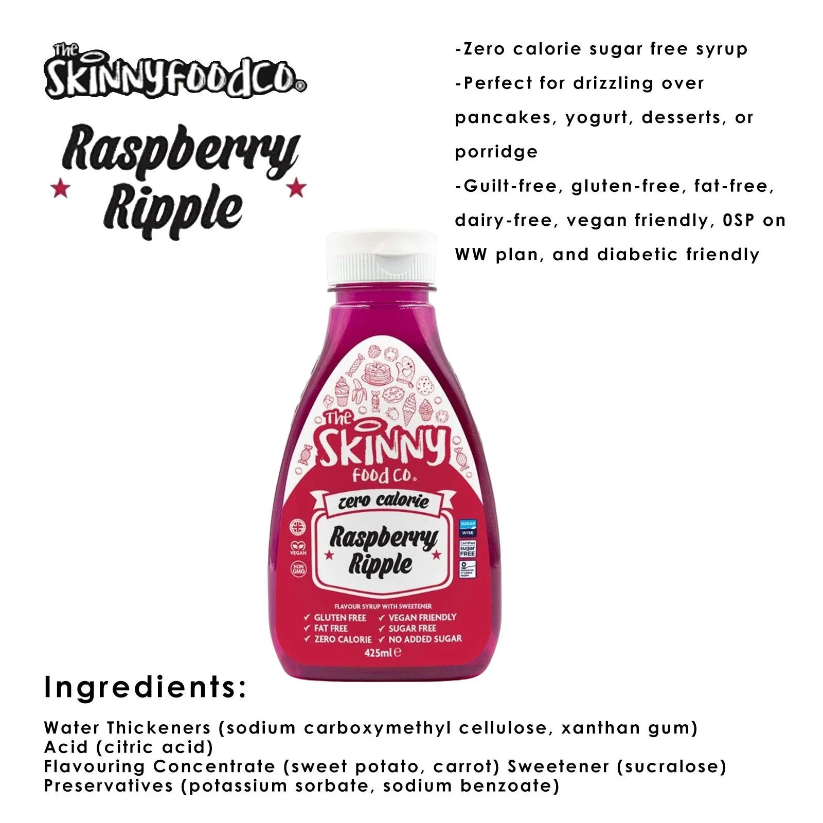 The Skinny Food Co. Zero Calorie Syrup Raspberry Ripple / 425ml