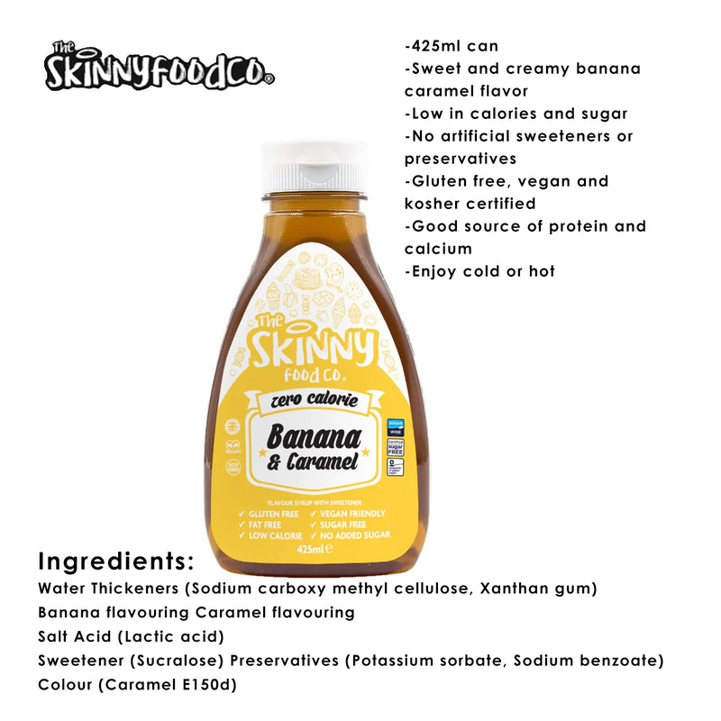 The Skinny Food Co. Zero Calorie Sugar Free Keto Syrup - Banana & Caramel 425ml - Syrup