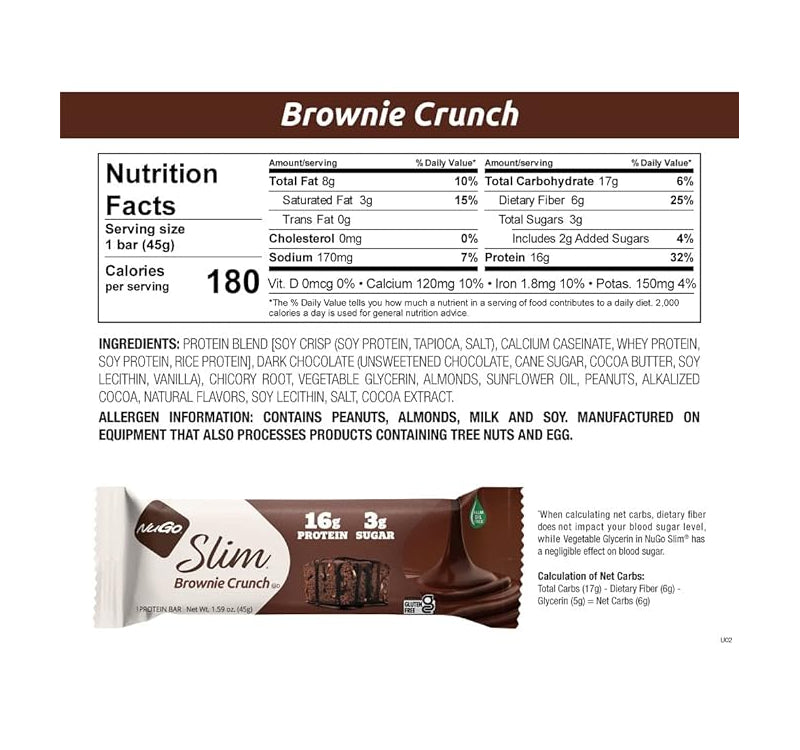 NuGo Nutrition Slim Bar Brownie Crunch / 12 pack x 45g