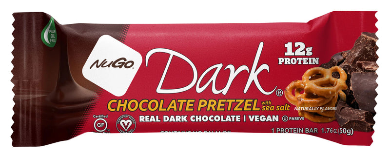 NuGo Nutrition Dark Chocolate Bar Chocolate Pretzel / 12 pack x 50g