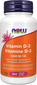 NOW Vitamin D-3 1,000 IU - 360 Softgels - Vitamin D