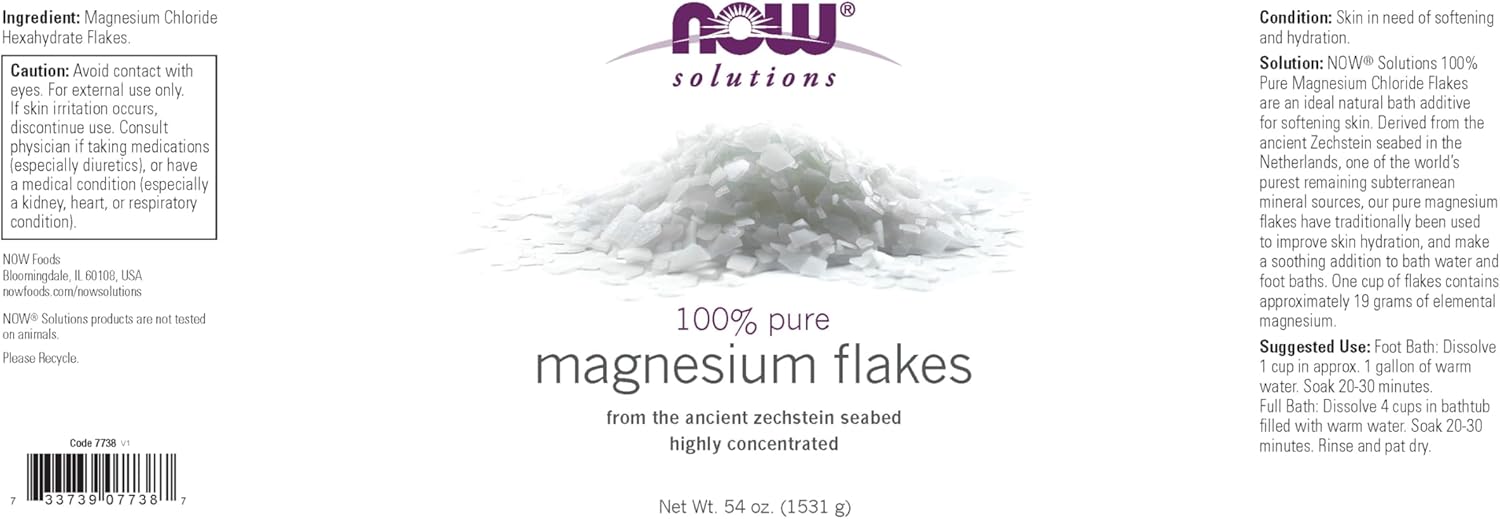 NOW 100% Pure Magnesium Flakes - 1531g - Body care