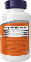 NOW L-Carnosine 500mg - 50 vegetarian capsules - Amino Acids