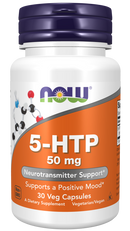 NOW 5-HTP 50mg - 30 vegetarian Capsules July 2025 - 5-HTP