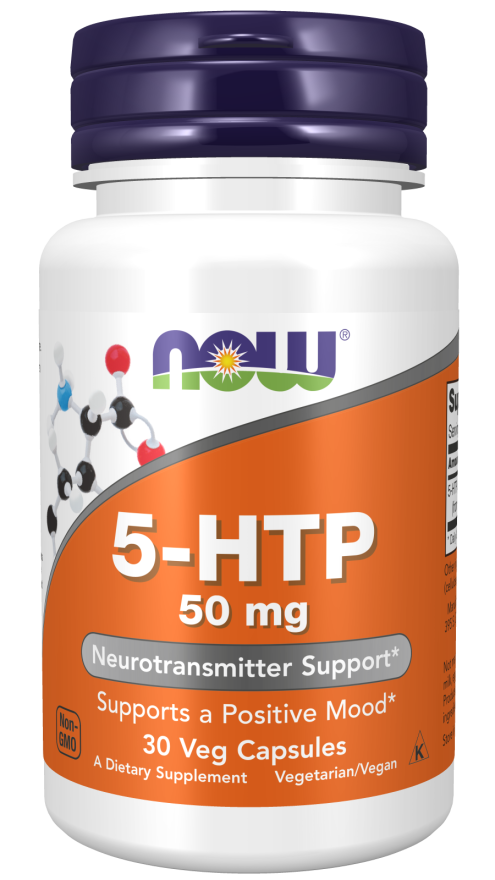 NOW 5-HTP 50mg - 30 vegetarian Capsules July 2025 - 5-HTP