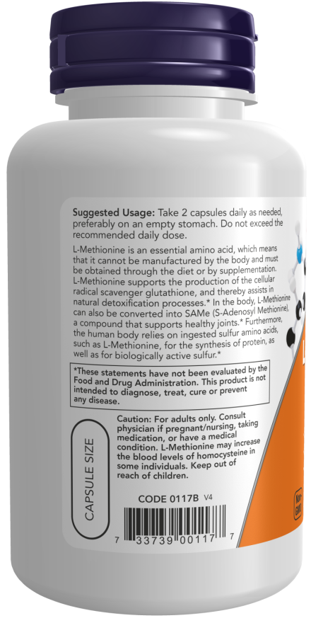 NOW L-Methionine 500mg - 100 capsules - Amino Acids