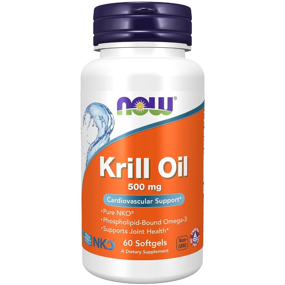 NOW Neptune Krill 500 mg & CoQ10 50mg - 60 softgels - Joint Health