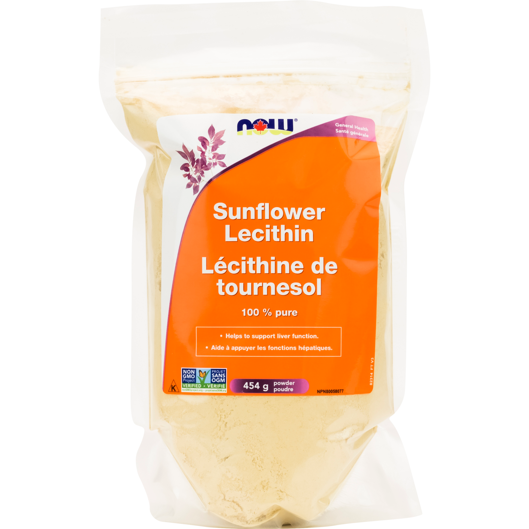 NOW Sunflower Lecithin Powder Non-GMO 454g