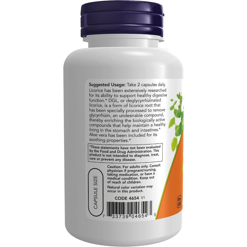 NOW DGL with Aloe Vera 100 veg capsules