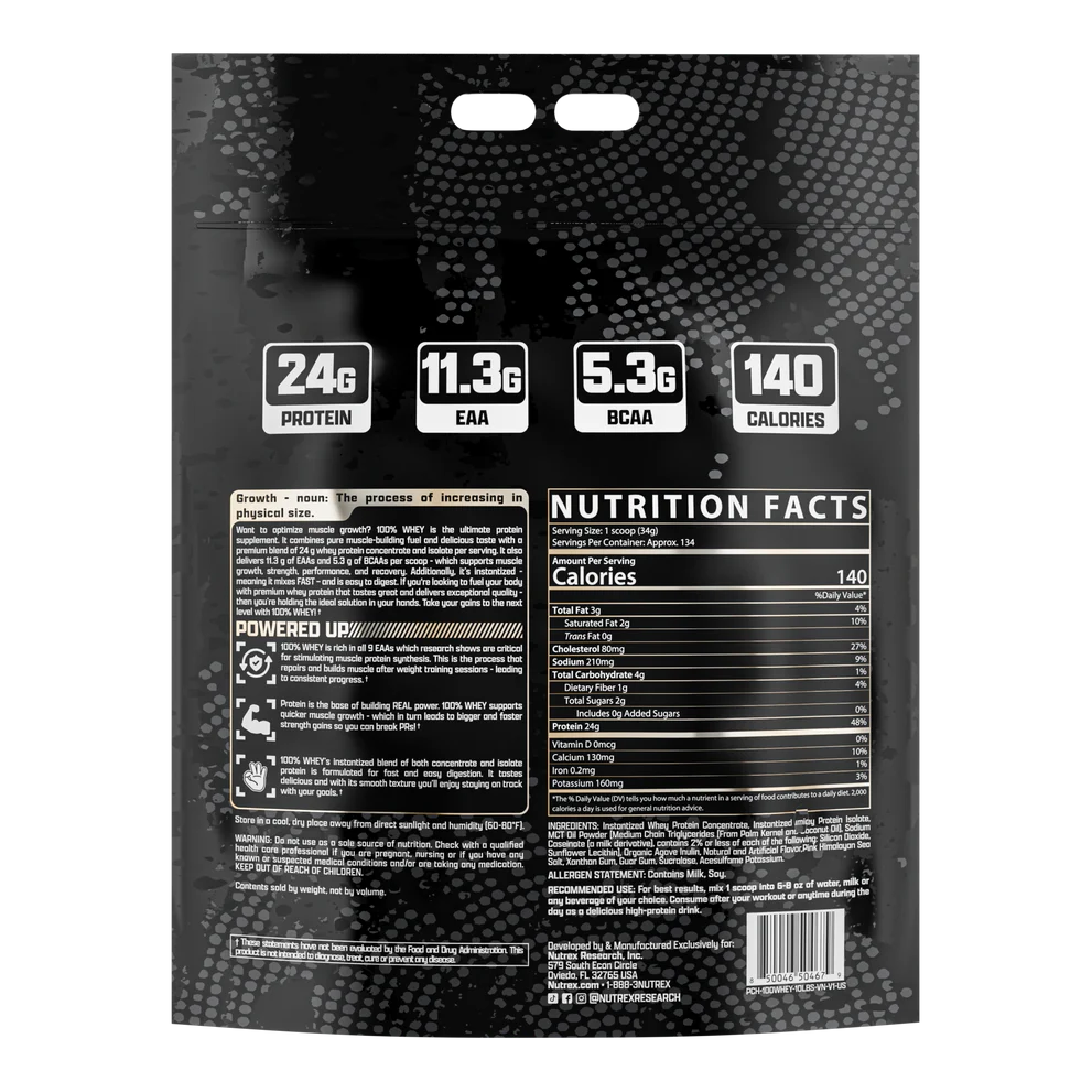 Nutrex Research 100% Whey - Vanilla 10lbs - Protein Powder