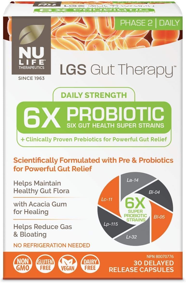 Nu-Life Lgs Gut Therapy Daily Strength 6X Probiotic