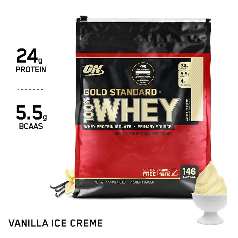 Optimum Nutrition Gold Standard 100% Whey Protein Vanilla Ice Cream / 10lbs