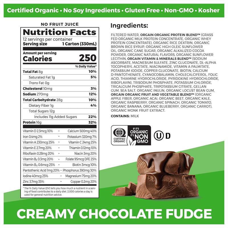 Orgain Organic Grassfed Protein Shake Creamy Chocolate / 11 fl. oz / -