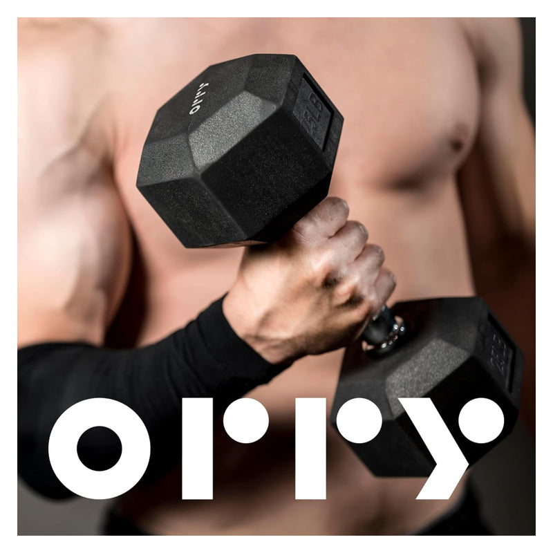 Orry Hex Dumbbell - Black and Chrome 25 lb - Free Weights