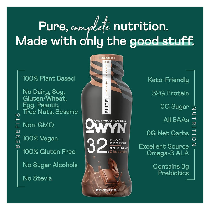 OWYN Plant-based Sugar Free ELITE Protein Shake Chocolate / 12oz