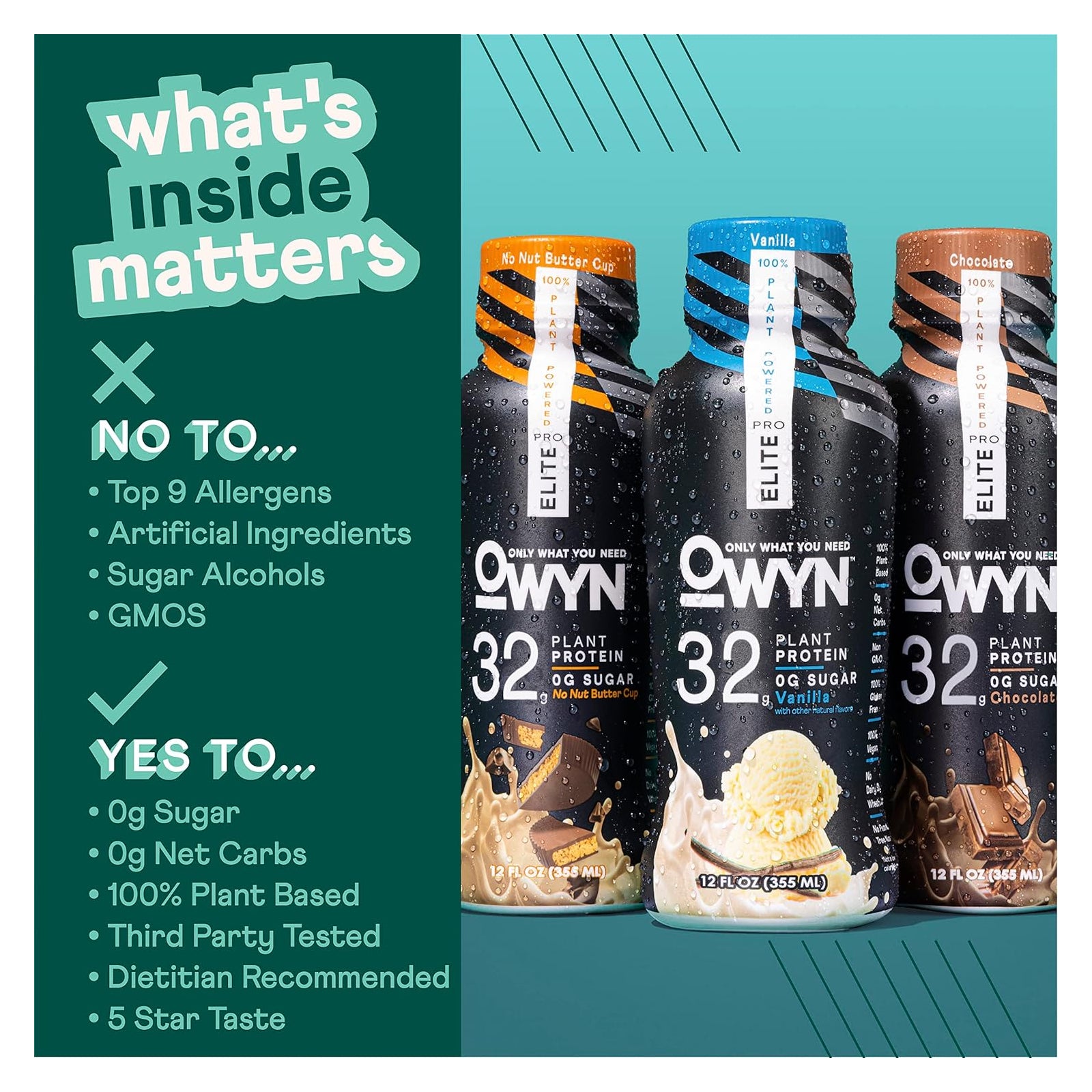 OWYN Plant-based Sugar Free ELITE Protein Shake Vanilla / 12 units x 12oz