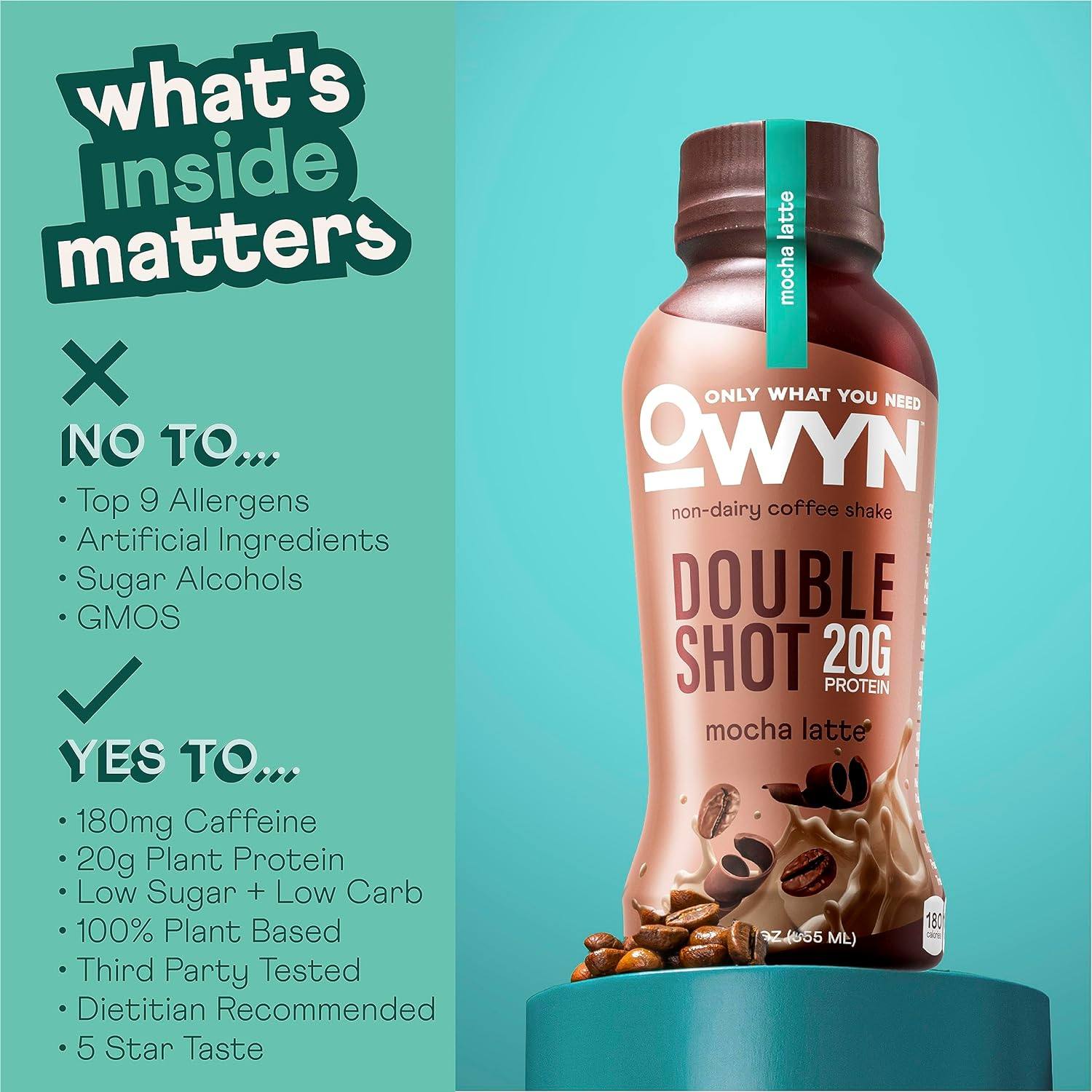 Owyn Doubleshot Protein Coffee Shake Mocha latte / 12 Bottles