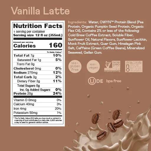 Owyn Doubleshot Protein Coffee Shake Vanilla Latte / 355ml