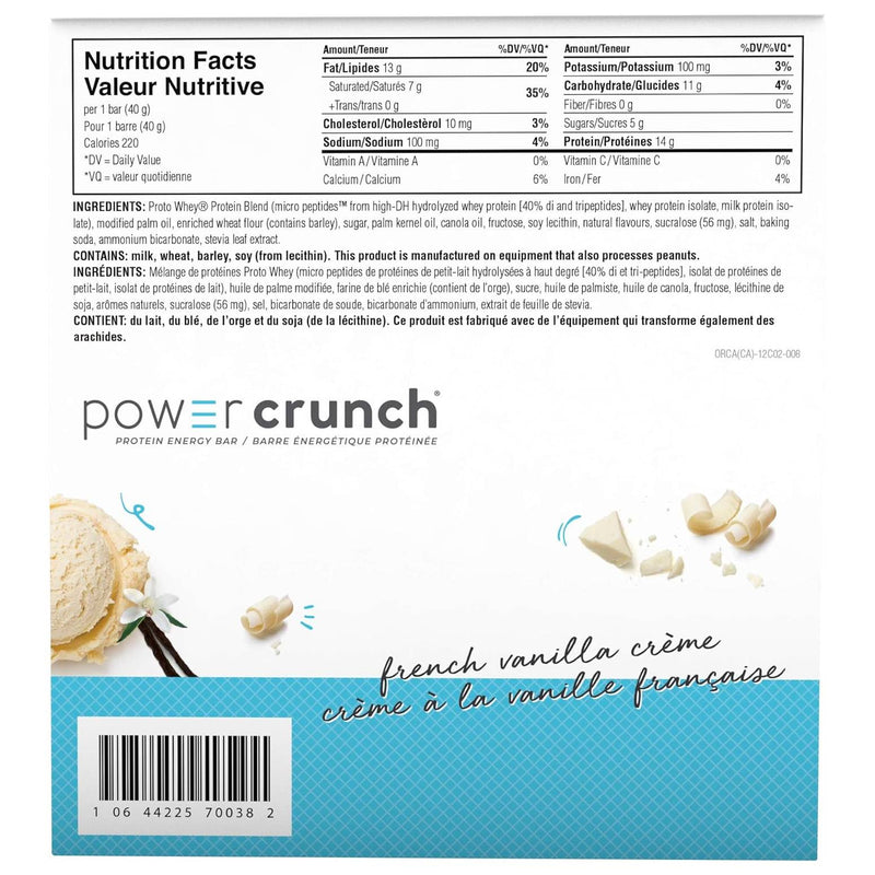 Power Crunch Protein Bar - French Vanilla 40g x 12 - Protein snacks