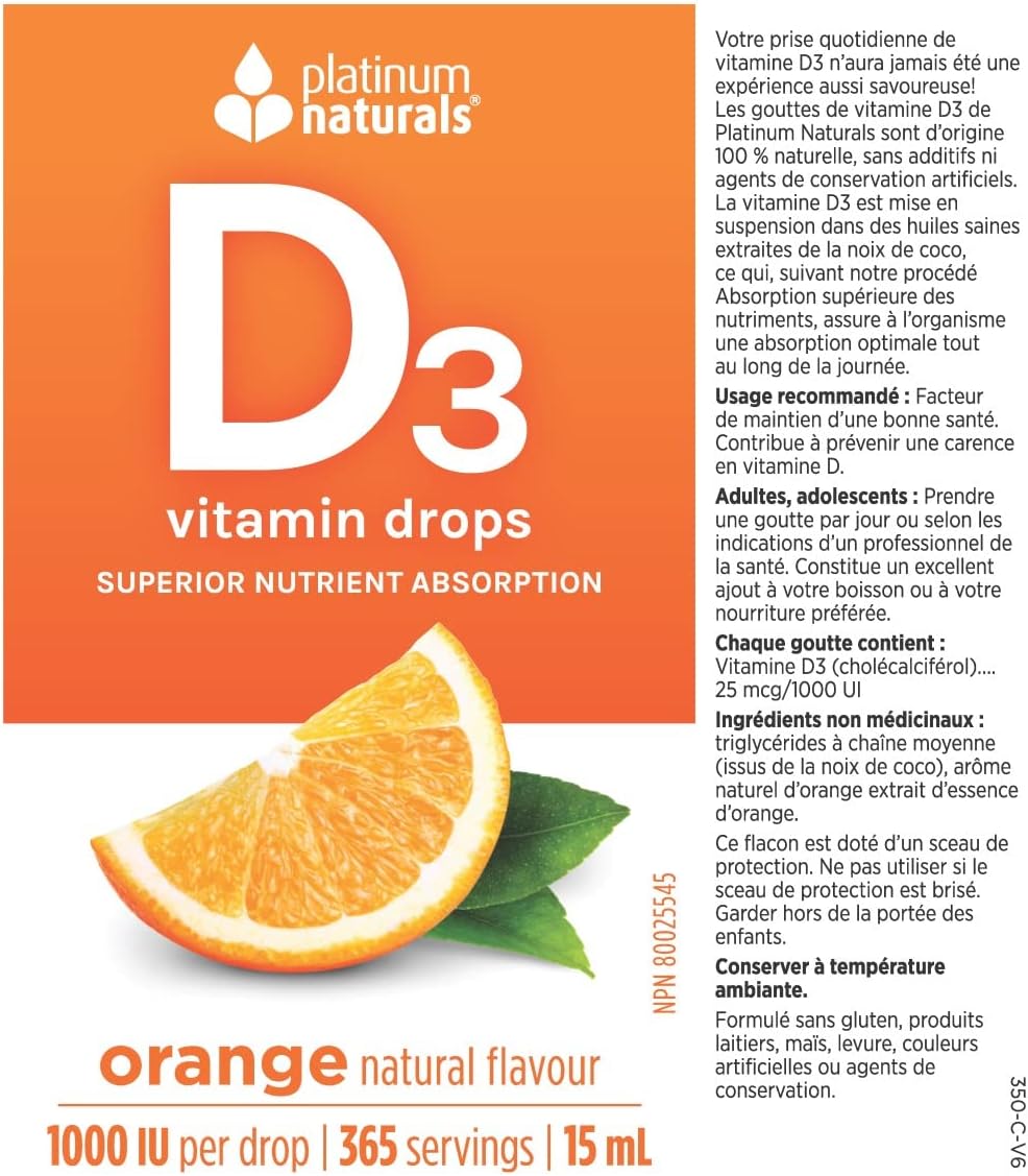 platinum naturals D3 vitamin drops - 15ml Orange - Vitamin D