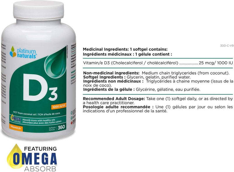 Platinum Naturals Vitamin D3 360 360