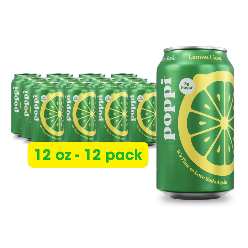 Poppi Prebiotic Soda Sparkling Drinks - Lemon Lime 12-pack - Water