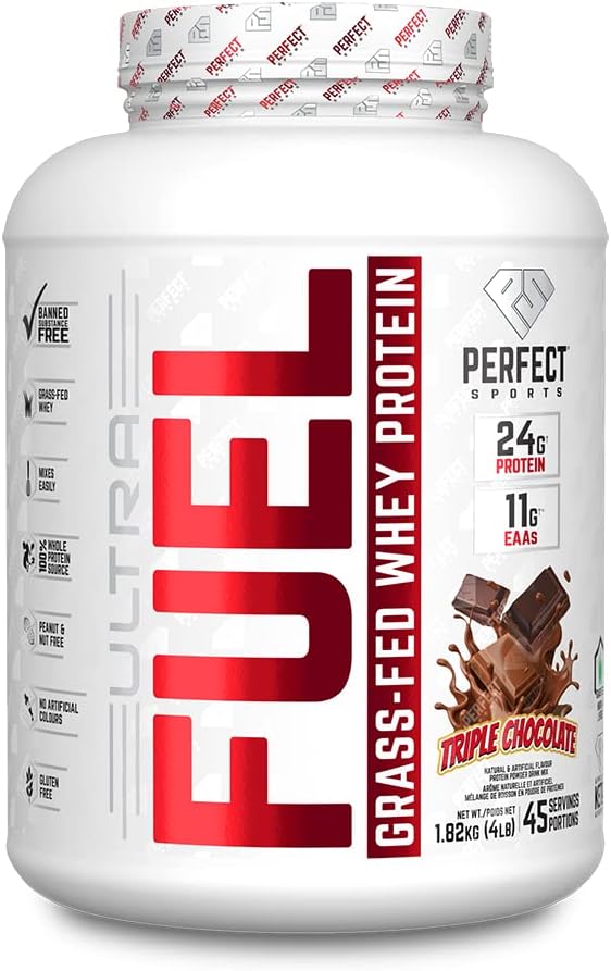 Perfect Sports ULTRA•FUEL Grass-Fed Whey Protein - Triple Chocolate 4lb - Protein Powder