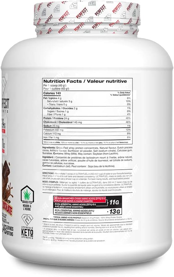 Perfect Sports ULTRA•FUEL Grass-Fed Whey Protein - Triple Chocolate 4lb - Protein Powder