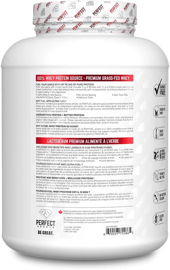 Perfect Sports ULTRA•FUEL Grass-Fed Whey Protein - Vanilla Ice Cream 4lb - Protein Powder