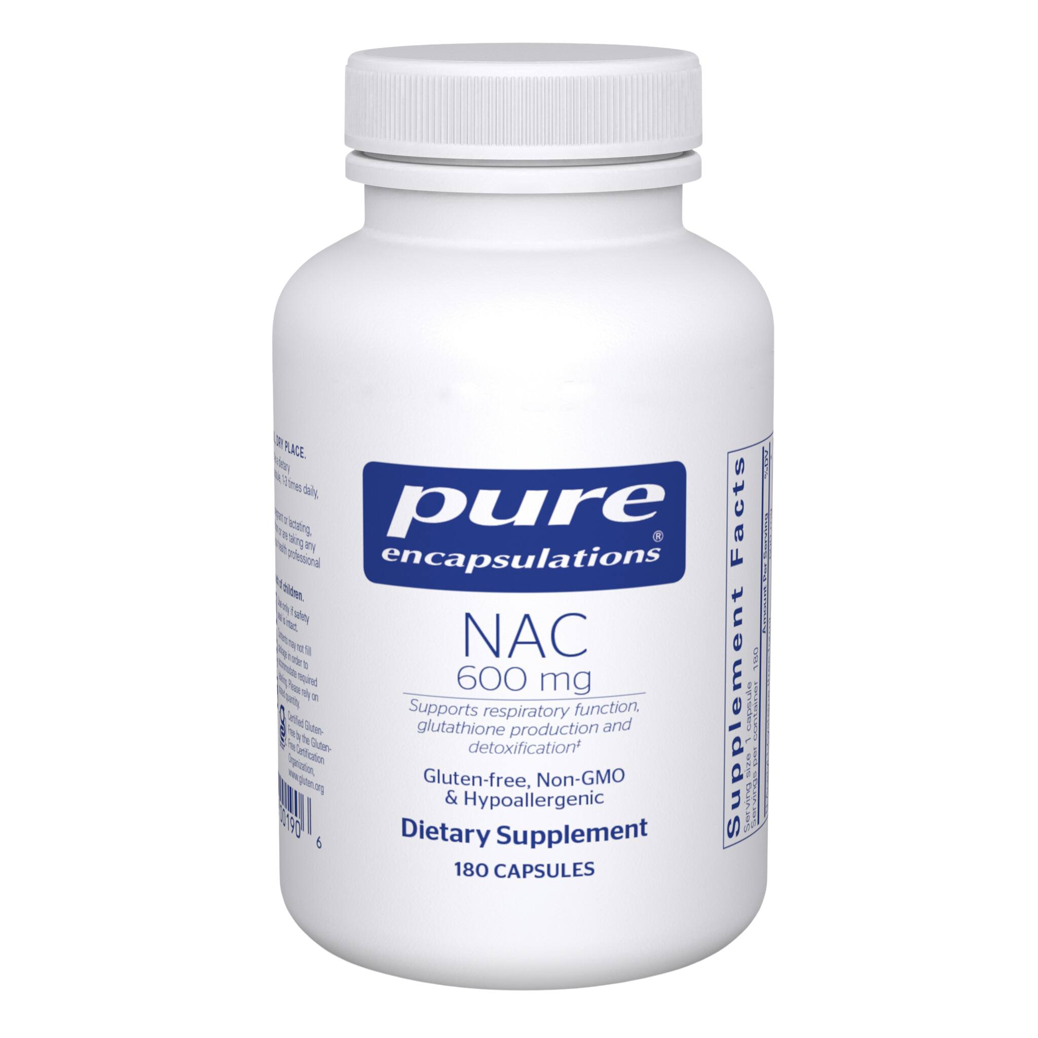 Pure Encapsulations NAC (N-Acetyl-L-Cysteine) 600mg 180 capsules