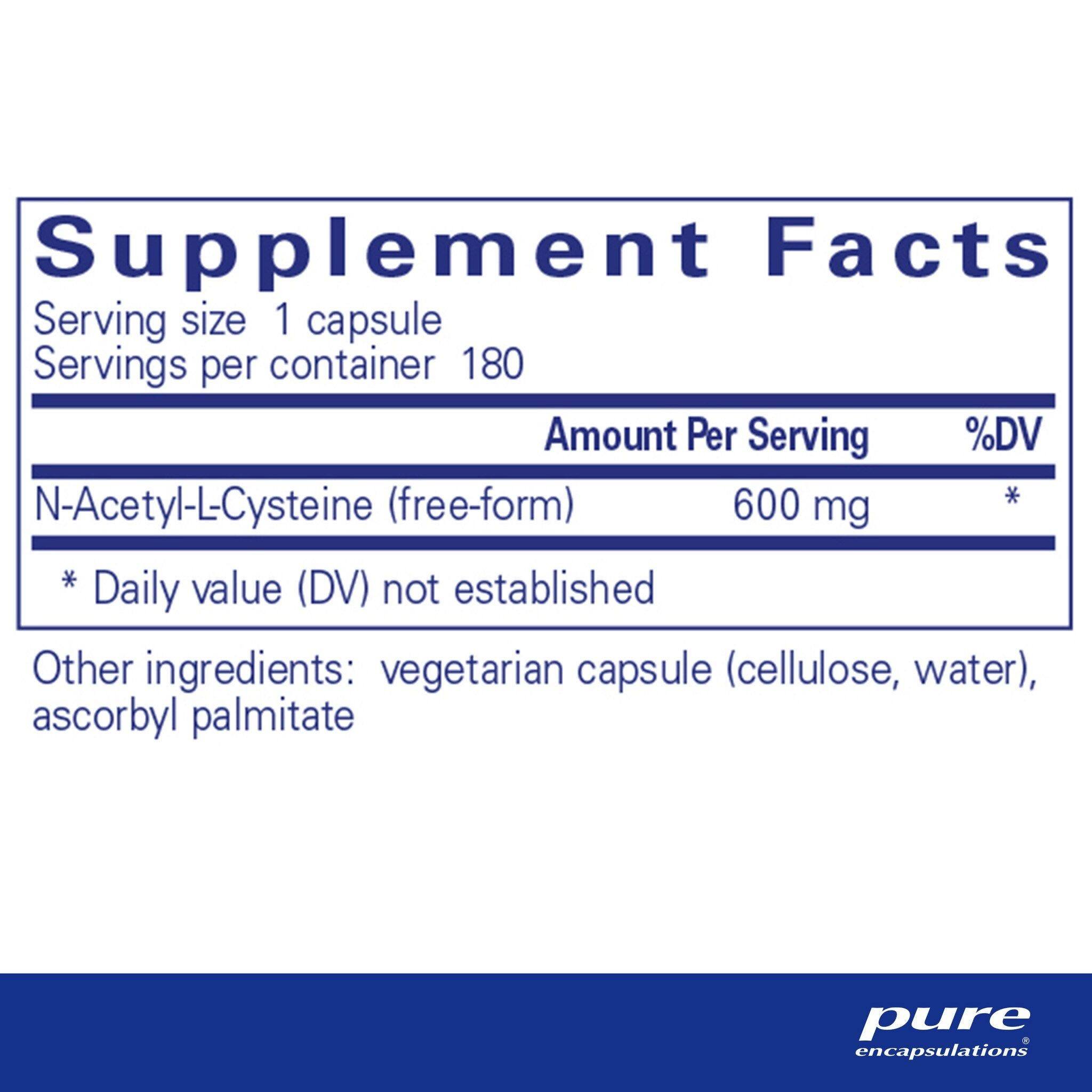 Pure Encapsulations NAC (N-Acetyl-L-Cysteine) 600mg 180 capsules