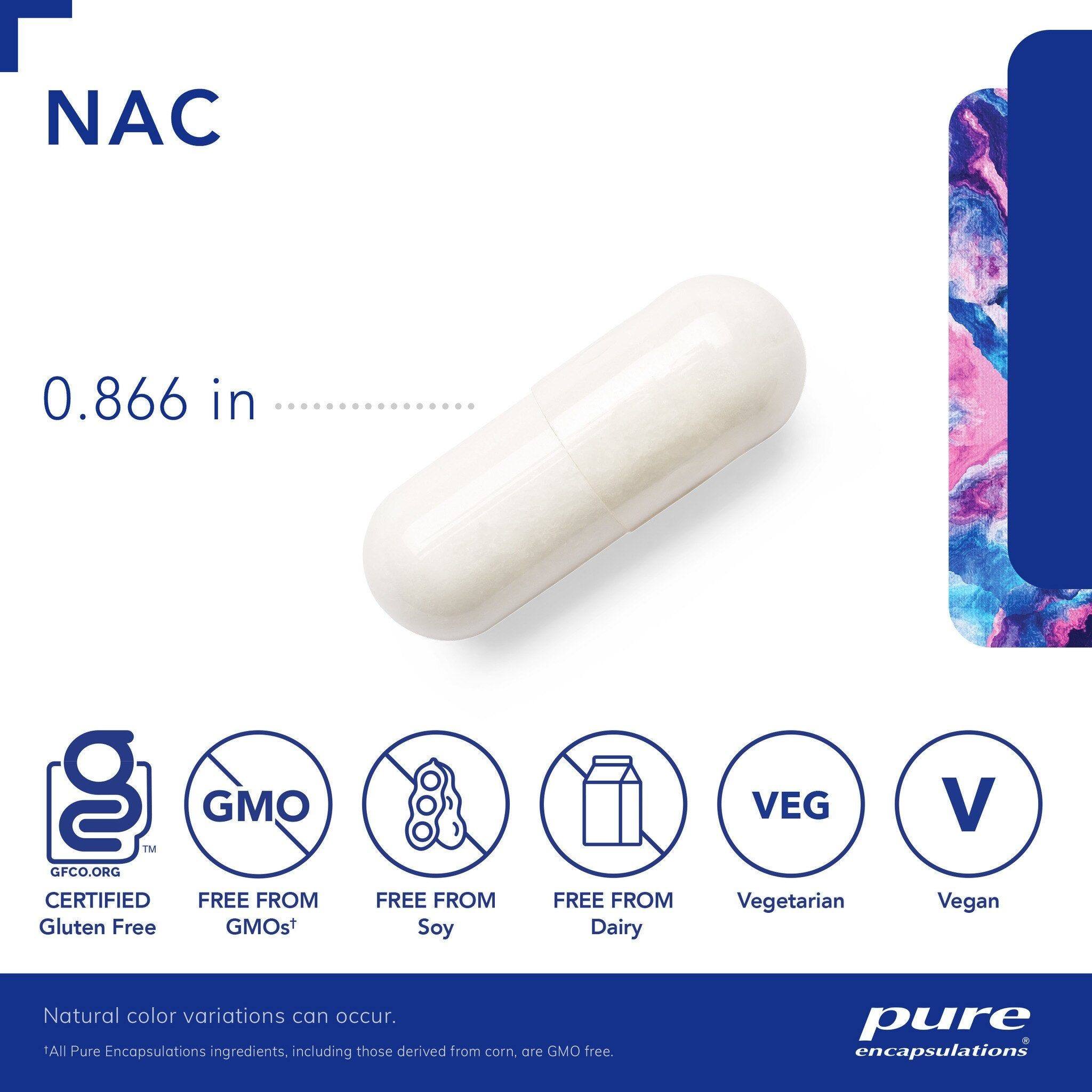 Pure Encapsulations NAC (N-Acetyl-L-Cysteine) 600mg 180 capsules