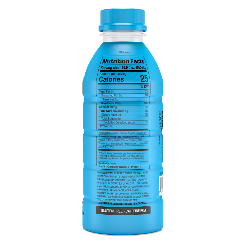 Prime Hydration Drink, 500 ml, Blue Raspberry, Nutrition Facts, SNS Health, Energy Drinks