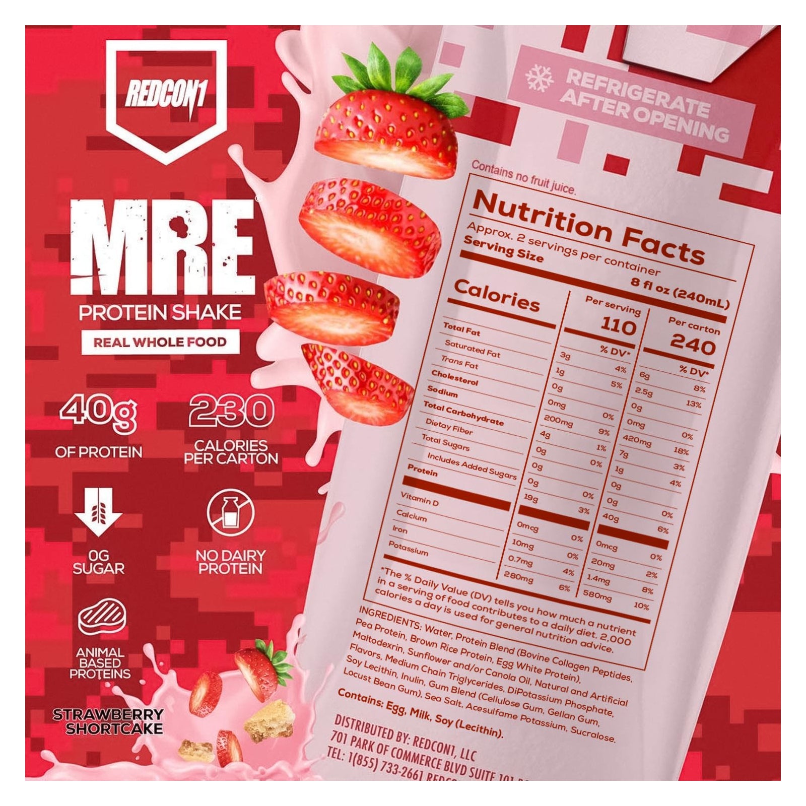 Redcon1 MRE RTD Protein Shake Strawberry Shortcake / 16.9 fl oz