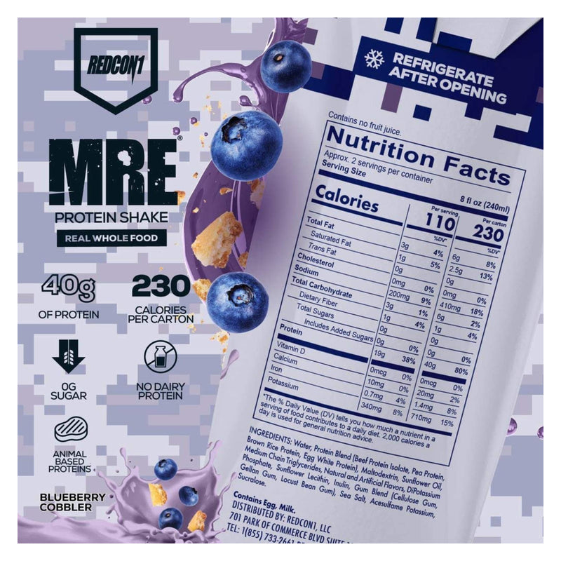 Redcon1 MRE RTD Protein Shake Blueberry Cobbler / Pack of 12